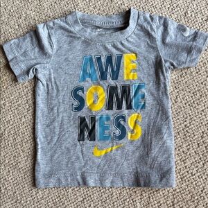 Nike Kids Gray Tee with Blue and Yellow Print-2T
